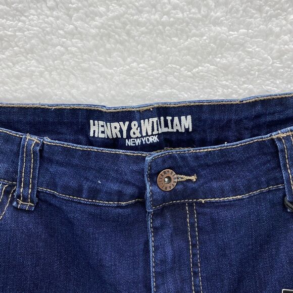 Henry & William Jeans Mens 42x32 Blue Relax Fit Distressed American Preppy Denim - Picture 6 of 16